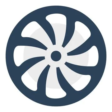 Computer fan icon, flat style Illustrazione stock