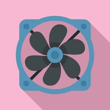 Computer fan icon, flat style Stock Illustration