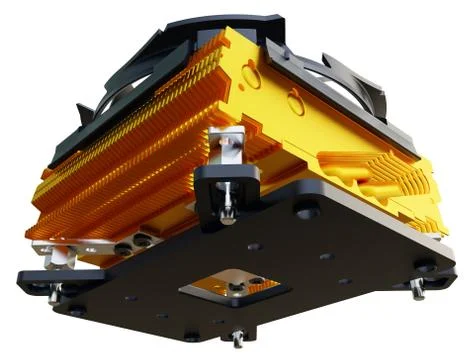 Computer fan isolated on black background. 3D rendering Stock Illustration
