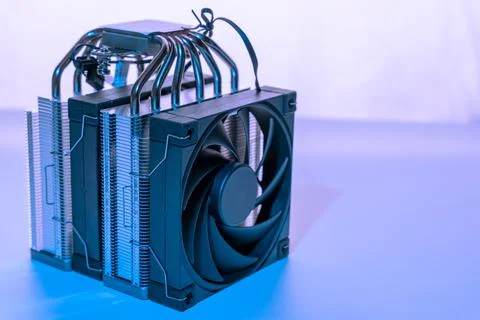 Computer fan. modern powerful cooler for cooling the CPU Stock-Fotos