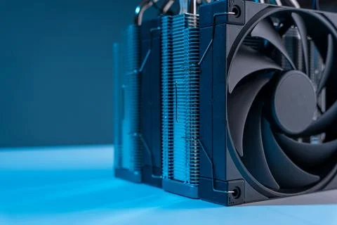 Computer fan. modern powerful cooler for cooling the CPU 库存照片