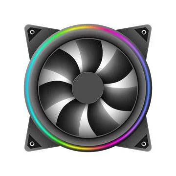 Computer fan with RGB light isolated on white background, vector illustration Stock Illustration