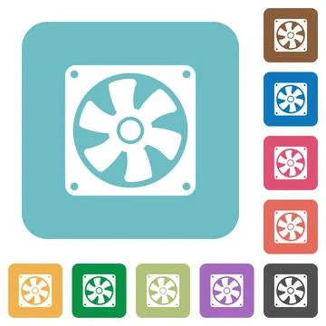Computer fan rounded square flat icons Illustrazione stock