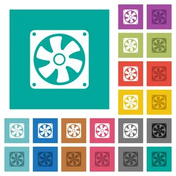 Computer fan square flat multi colored icons Illustrazione stock