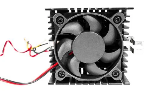 Computer fan with wire isolated on white background Stock Photos
