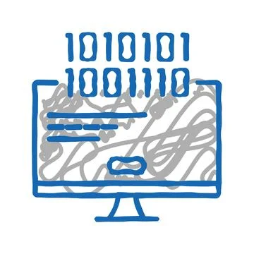 Computer fatal error icon doodle illustration Stock Illustration