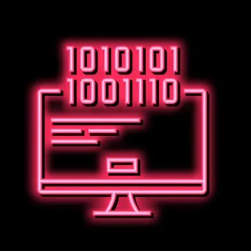 Computer fatal error neon glow icon illustration Stock Illustration
