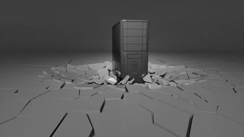 Computer fell on the floor and broke it Stock Illustration