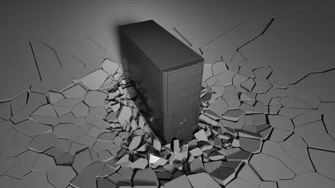 Computer fell on the floor and broke it Stock Illustration