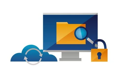 Computer file cloud storage security Stock Illustration