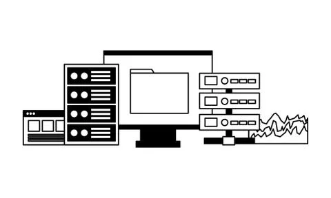 Computer file database cpu report Stock Illustration