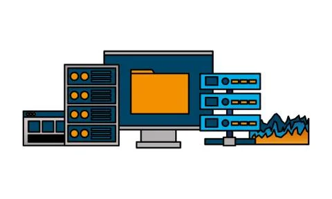 Computer file database cpu report 스톡 일러스트