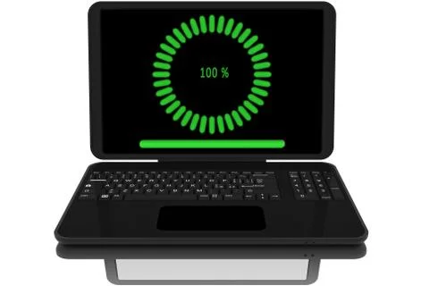 Computer. File download - 3D illustration. 스톡 일러스트