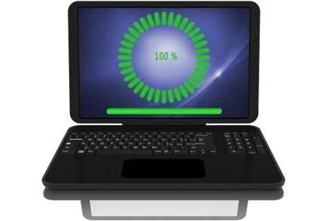 Computer. File download - 3D illustration. 스톡 일러스트