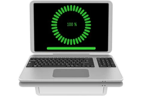 Computer. File download - 3D illustration. 스톡 일러스트