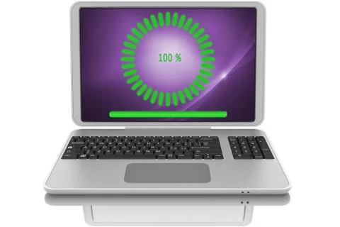 Computer. File download - 3D illustration. Illustrazione stock