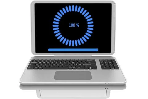 Computer. File download - 3D illustration. Stock Illustration