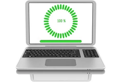 Computer. File download - 3D illustration. Illustrazione stock