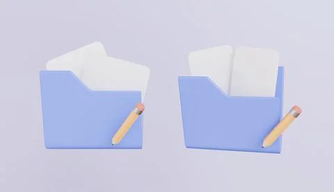 Computer file folder with blank document and check, folder with paper Stockillustratie