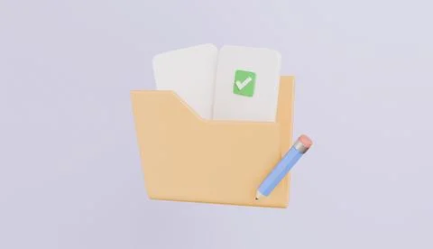 Computer file folder icon with blank document and check, folder with paper Stockillustratie