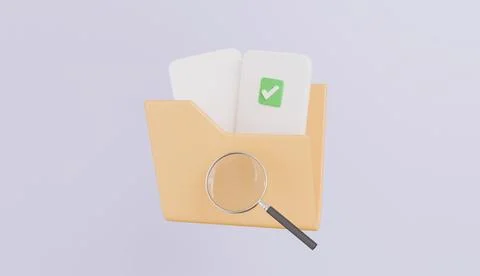 Computer file folder icon with blank document and magnifying glass Stockillustratie