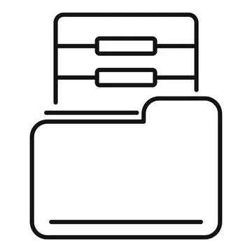 Computer file folder icon, outline style Illustrazione stock