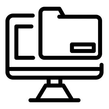 Computer file folder icon, outline style Stock Illustration