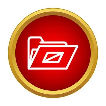 Computer file folder icon red button concept Stockillustratie