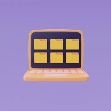 Computer with File folders document, Cloud computing technology and Online da 스톡 일러스트