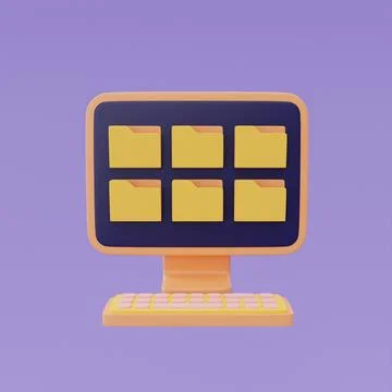 Computer with File folders document, Cloud computing technology and Online da イラスト素材