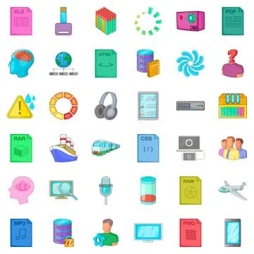 Computer file icons set, cartoon style イラスト素材