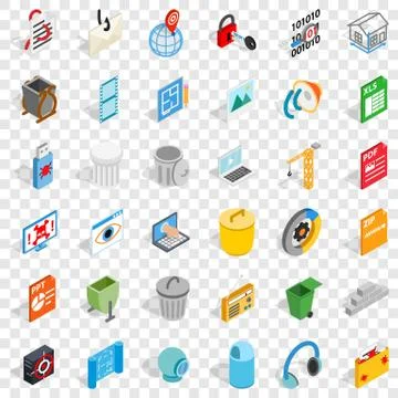 Computer file icons set, isometric style イラスト素材