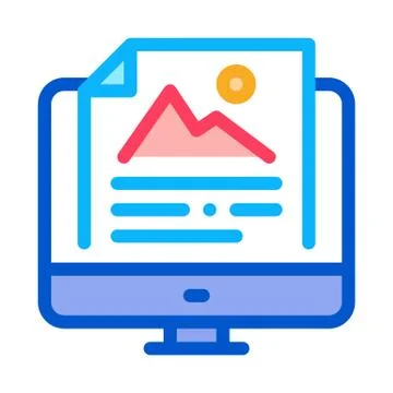 Computer file picture characterisitcs icon vector outline illustration Stock-Illustration