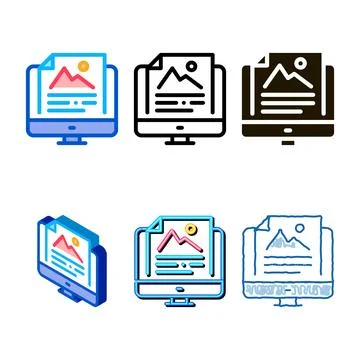 Computer file picture pack characterisitcs icon vector outline Stock Illustration