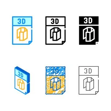 Computer file for printing on printer color multistyle icon vector Stock Illustration