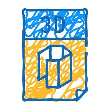 Computer file for printing on printer icon doodle illustration Stock Illustration