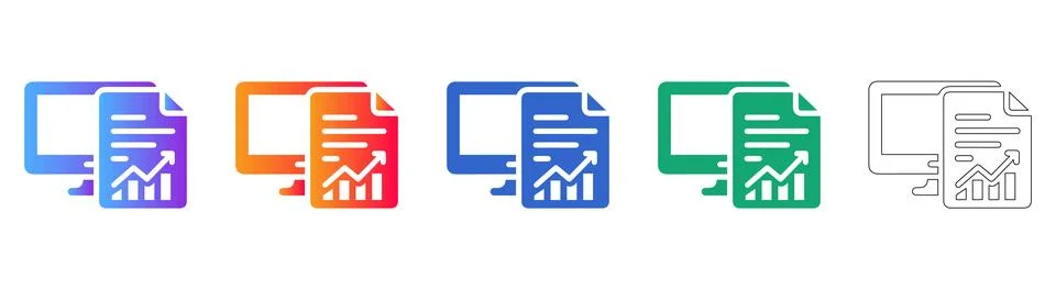 Computer File Reporting Icons Set Illustrazione stock