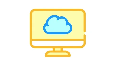 Computer files cloud storage color icon animation Stock Footage 156651668