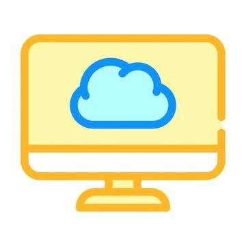Computer files cloud storage color icon vector illustration Stock Illustration