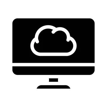 Computer files cloud storage glyph icon vector illustration Stock Illustration