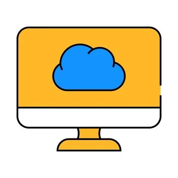 Computer files cloud storage icon color illustration Stock Illustration