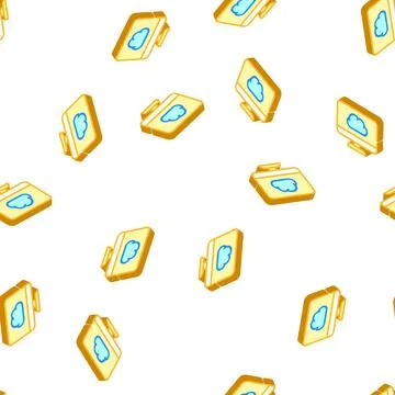 Computer files cloud storage isometric icon seamless pattern Stock Illustration