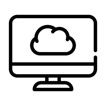 Computer files cloud storage line icon vector illustration Stock Illustration