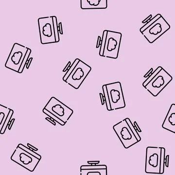 Computer files cloud storage line vector seamless pattern Stock Illustration