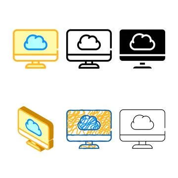 Computer files cloud variety storage color icon vector Stock Illustration