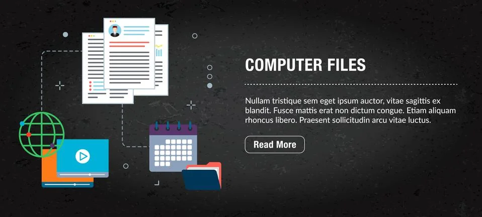 Computer files concept banner for internet. Stock Illustration