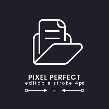 Computer files folder white linear desktop icon on black Stock Illustration