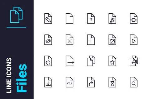 Computer files for further work icons set Stock Illustration