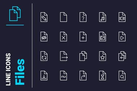 Computer files for further work icons set Illustrazione stock