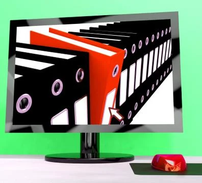 Computer with files to show organizing data Stock Illustration